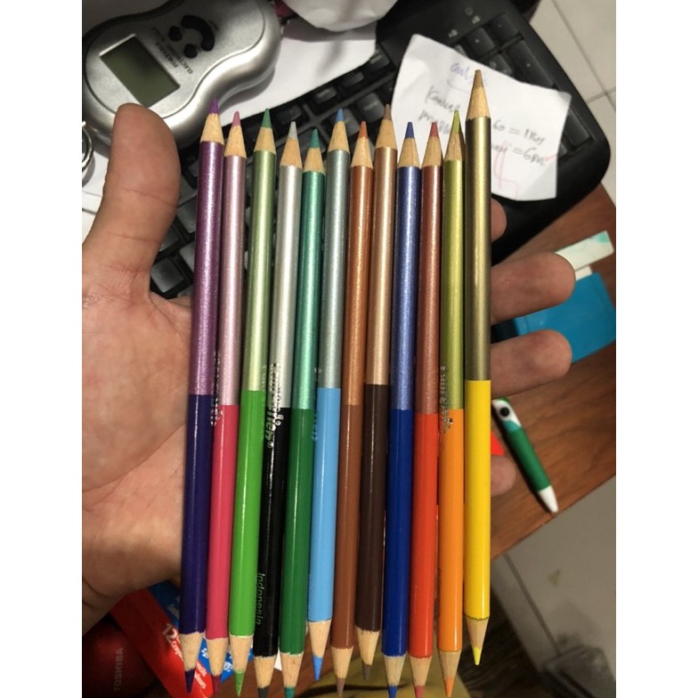 

Terbaru pensil warna laurentien double ended metalic regular 12 pencil 24 color VV