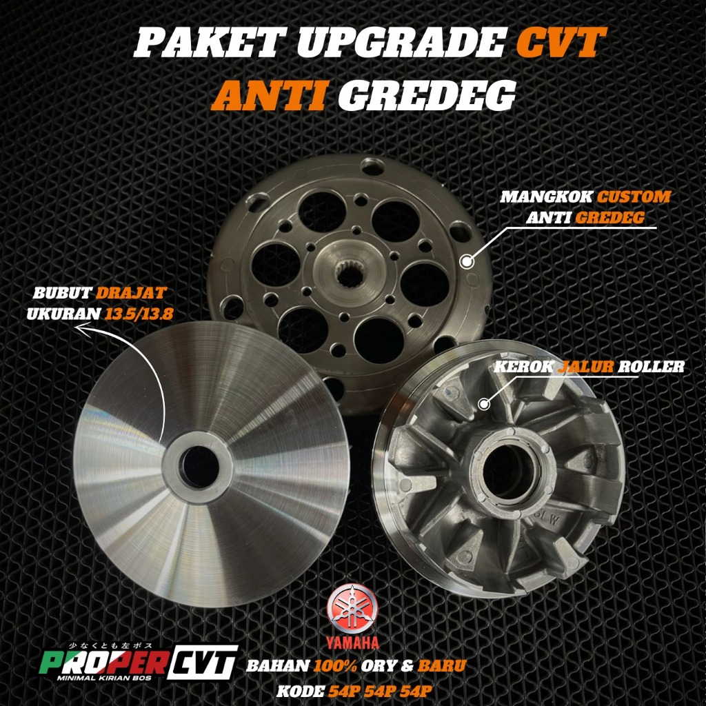 PAKET KIRIAN UPGRADE CVT BUBUT MANGKOK GANDA CUSTOM MIO J MIO GT FINO SOUL GT X RIDE 110 KODE 54P