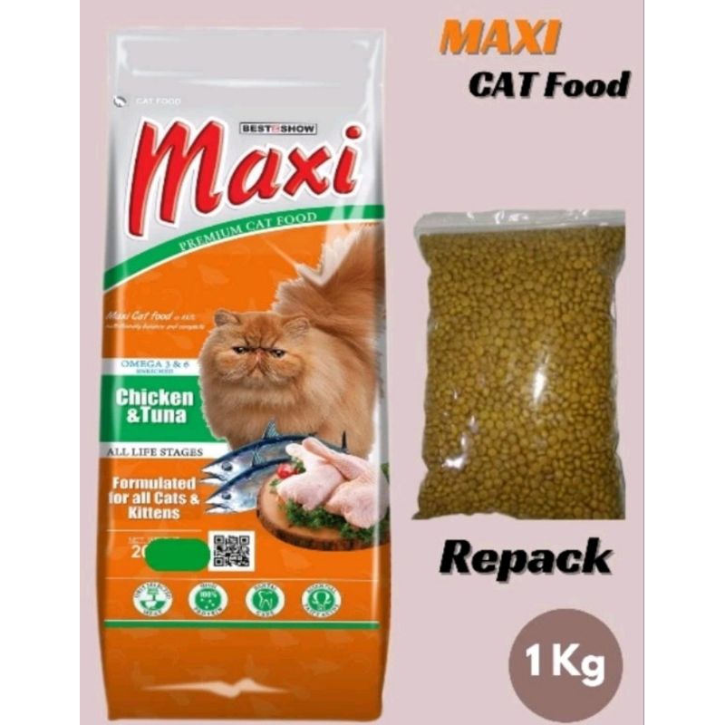 MAXI CAT FOOD 1kg / makanan kucing repack / pakan hewan / dray food / cat food
