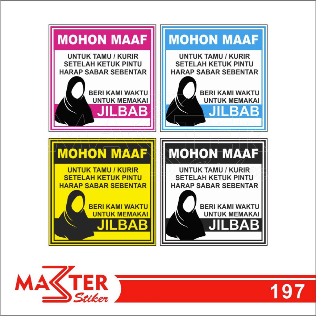 

197 - Stiker Tamu/Kurir Memberi Waktu untuk Memakai Jilbab, Tahan Air, Termurah, dan Bisa Custom