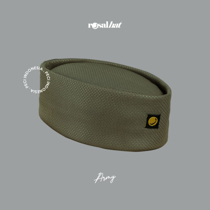 peci Peci Songkok Nasional Indonesia By Rosal Bahan Mesh Kopiah Hitam Putih - army(S8Y1) bahan elast