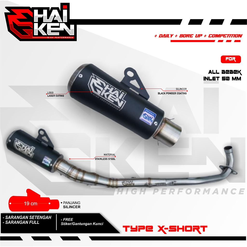 HAIKEN MUFFLER jogja style knalpot bebek kph 5tp jupiter Vega Supra Blade karisma smash supra 125 x