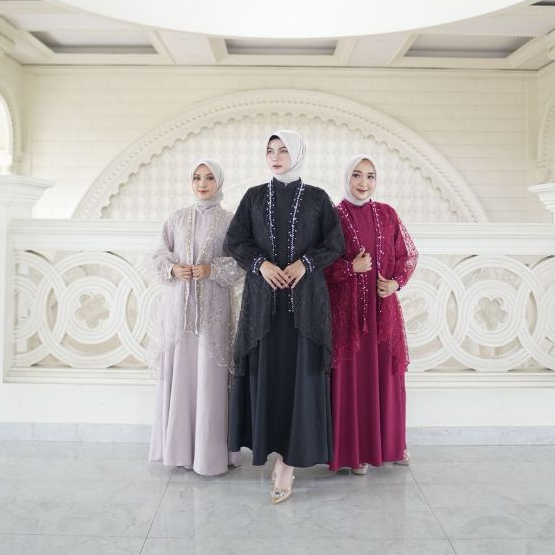 3in1MAXI DARA SET OUTER DRESS MUSLIM GAMIS PESTA BRUKAT TILE GAUN MUSLIM PREMIUM GAMIS PAYET MUTIARA