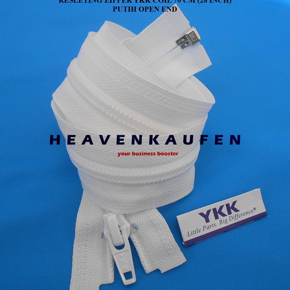 FRX652 ORIGINAL Resleting Zipper Jaket YKK Type Gigi Coil Gigi Halus 7 cm Atau 28 inch Warna Putih S