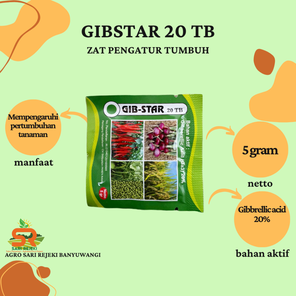 GIB STAR 205B 5GRAM ZPT asam gibbrellic pembesar buah naga dan pengisi bulir padi