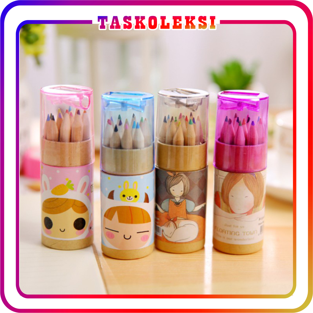 

☛TK☚ Pensil Warna Dan Peraut Pensil Warna Set 12 Warna S120