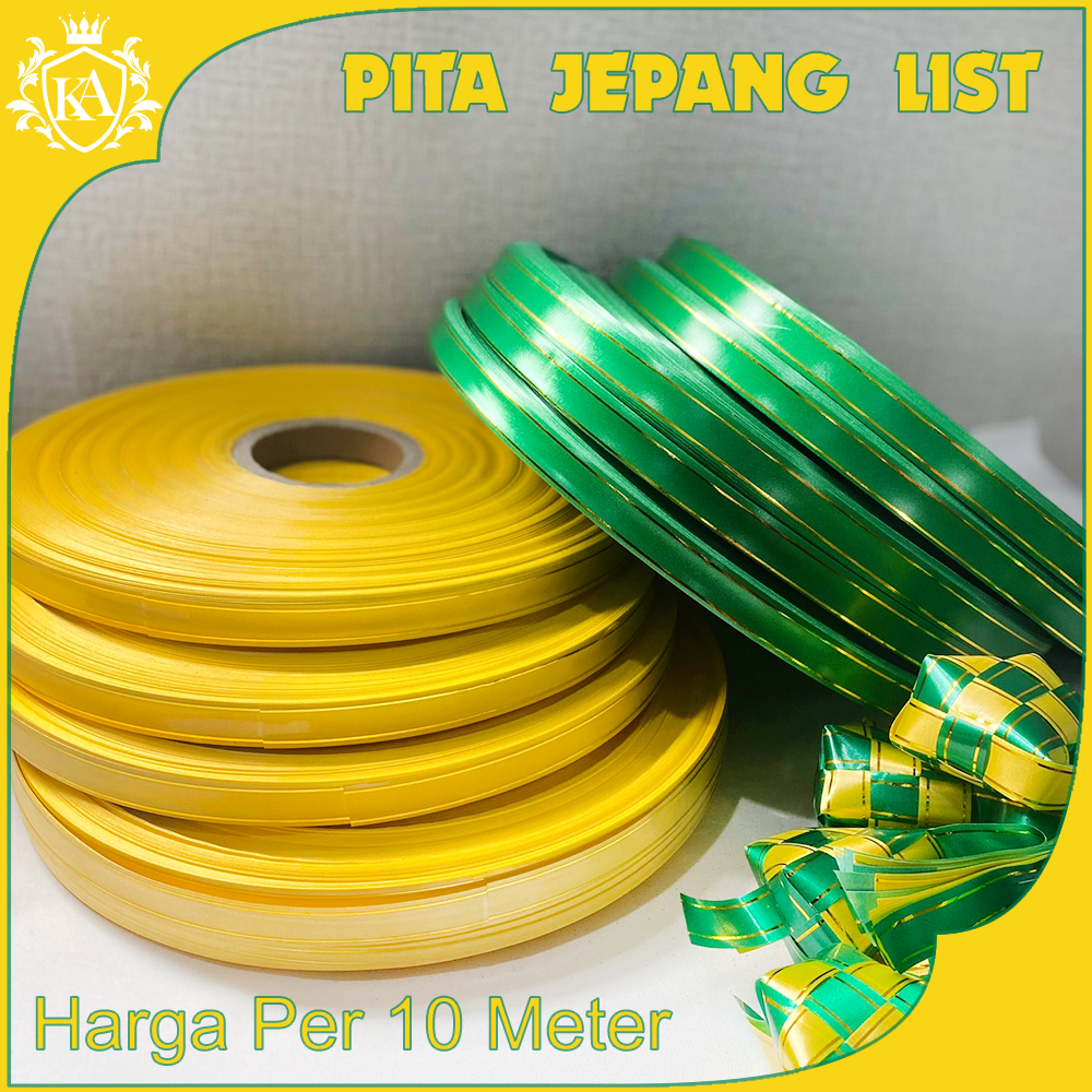 

Pita Kado Jepang List Emas Plastik Per 10 Meter Hijau Kuning 3/4 Inch/ 2cm Ketupat Hampers Kado Lebaran 2024