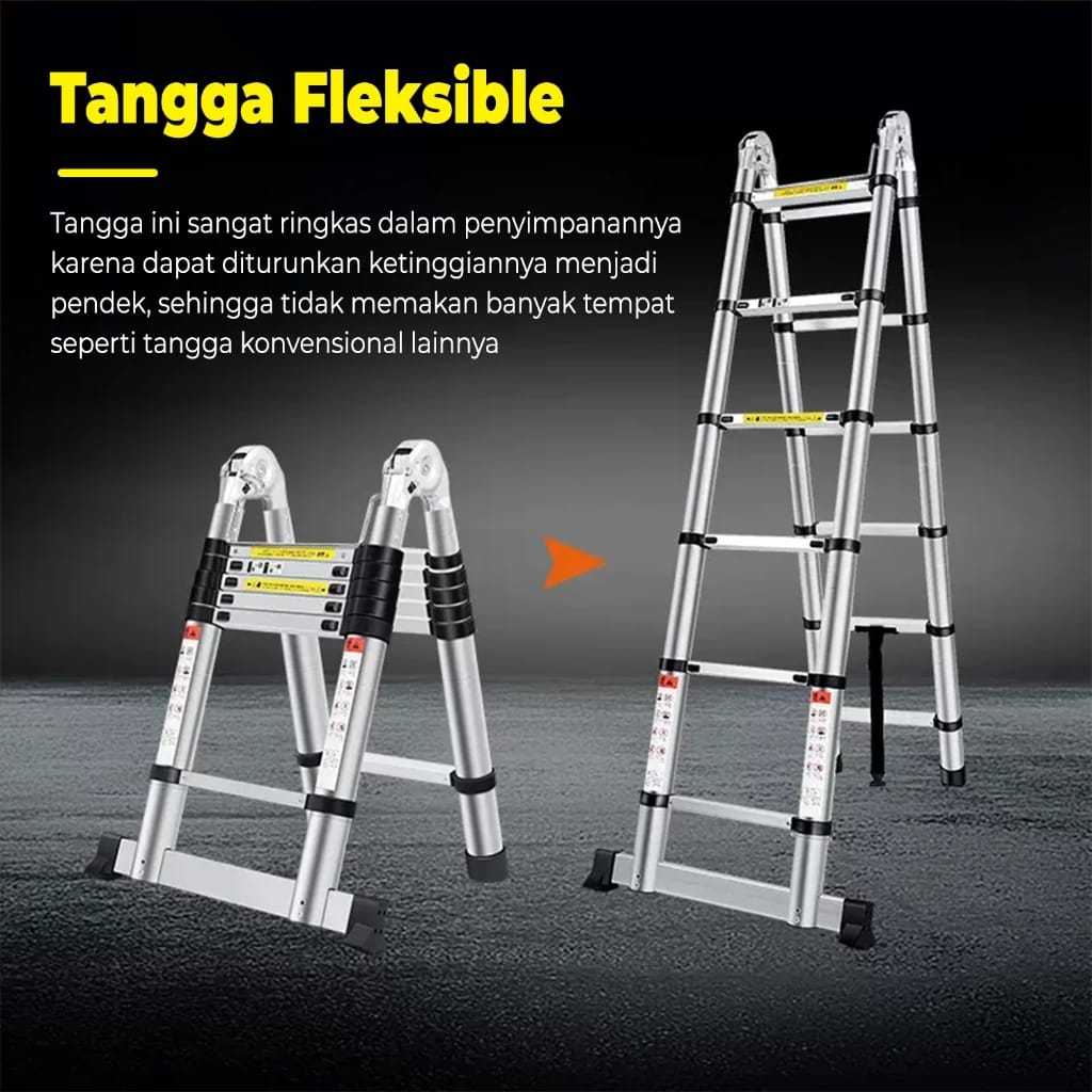 T2A1 Tangga Lipat Aluminium Teleskopik Double Daya Tahan Tinggi / Tangga Lipat Teleskopik