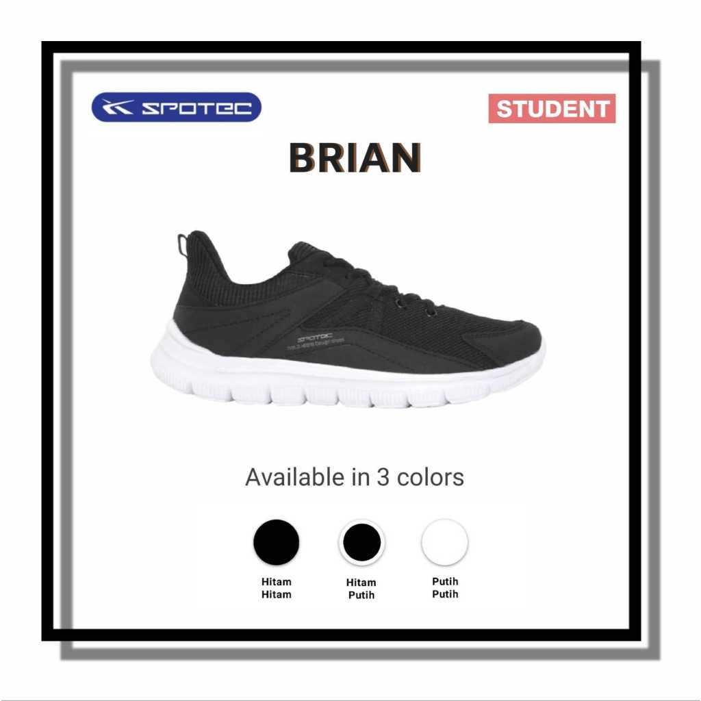 SPOTEC Sepatu STUDENT BRIAN Warna Hitam - Putih