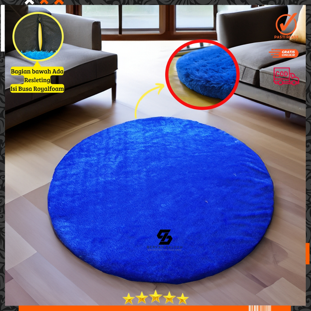 Karpet bulu bulat empuk diameter 100 tebal 3.5cm isi busa Royal foam SPB