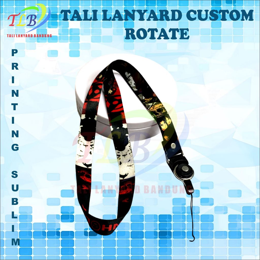 

Tali lanyard printing 2 cm 2 sisi rotate/gantungan printing custome/kalung hp custome
