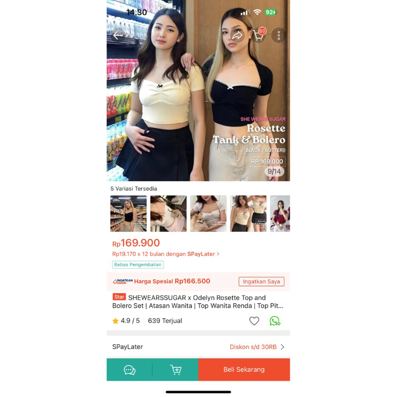 PRELOVED She Wears Sugar Rosette Top Black M | Shewearssugar Top Aesthetic Atasan Wanita Bolero Set