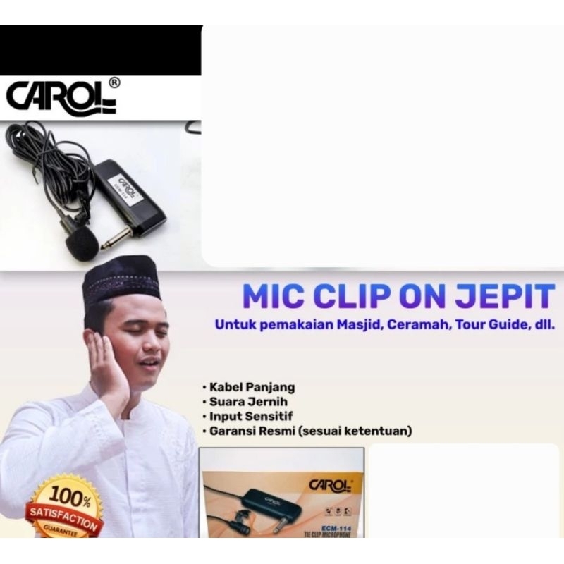 MIC CLIP ON KABEL CAROL ECM 114 ORIGINAL BARU
