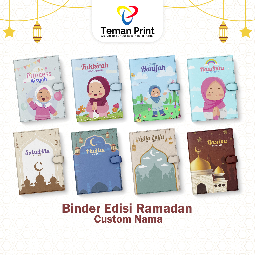 

Teman Print Binder Custom Nama Anak Edisi Ramadan Bahan Kulit Sintetis