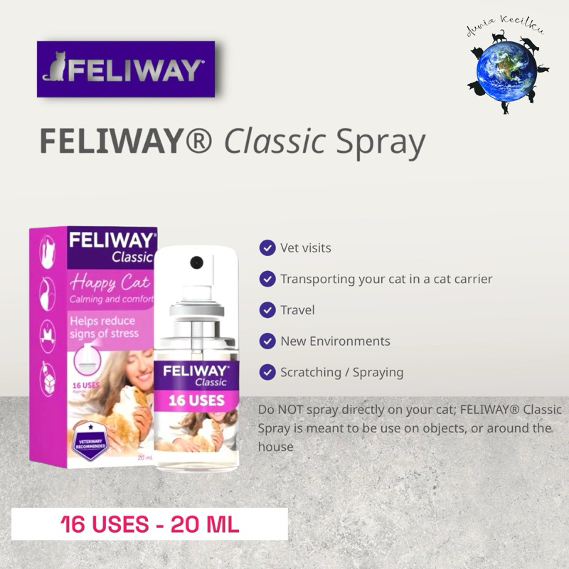 Feliway Classic Spray Calming / Comfort Cat - Travel - Anti Stress / Marking / Scratching (20 ML)