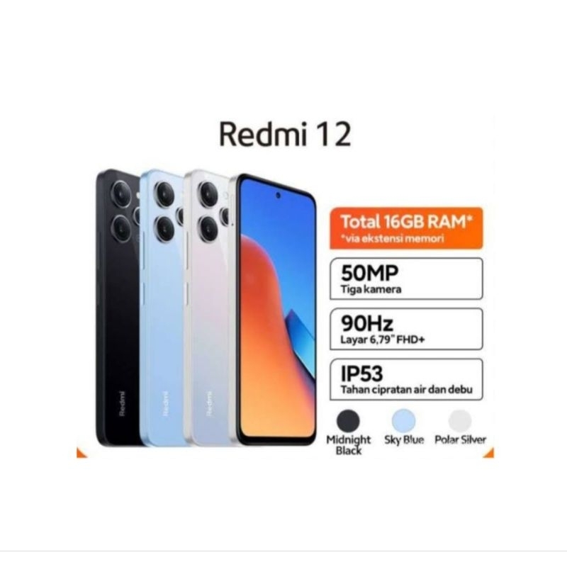 HP XIAOMI REDMI 12 8/128 GB - REDMI 12 RAM 8GB ROM 128GB GARANSI RESMI