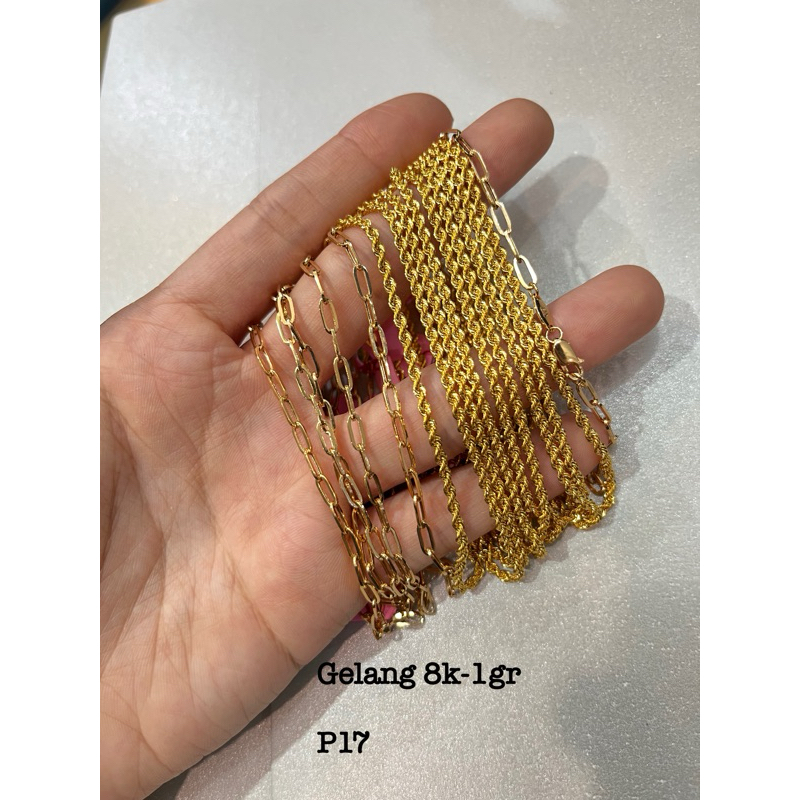 Gelang emas rantai tambang paperclip gold 8k