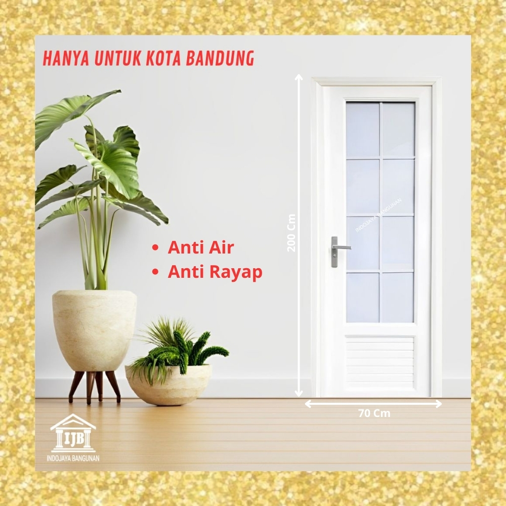 Pintu UPVC Kamar & Kamar Mandi Tebal Motif Jati Coklat Putih Pink 70 x 200 Cm