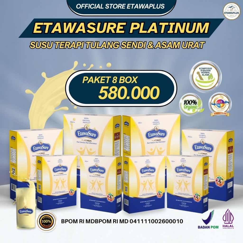 

Etawasure Platinum - Susu Bubuk Kambing Etawa Herbal Rasa Jahe Kemasan 250gram Paket 8 Box