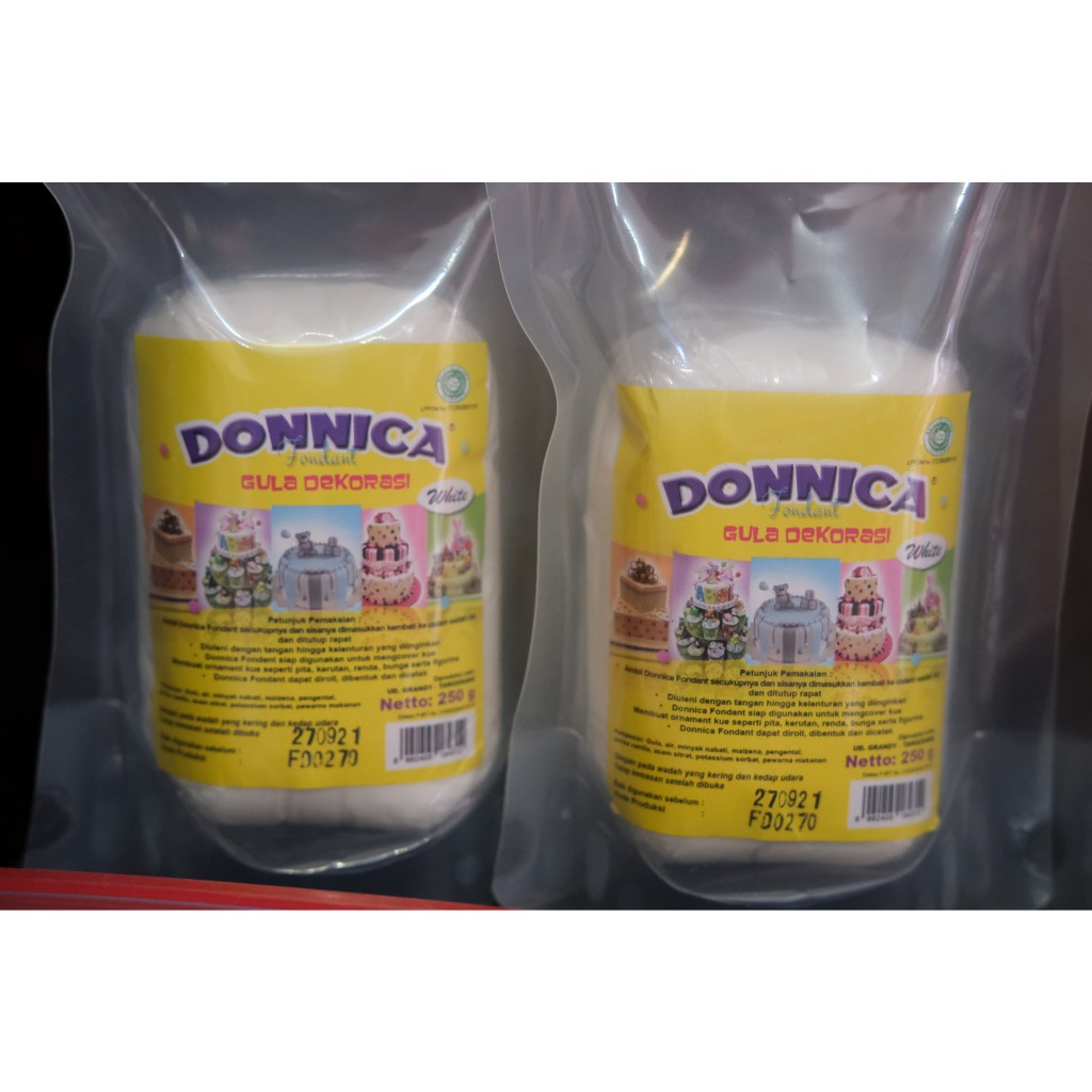 

DONNICA FONDANT WHITE PUTIH / FONDAN / GULA DEKORASI / ICING SUGAR / GUMPASTE (Kemasan Pouch 250gr)