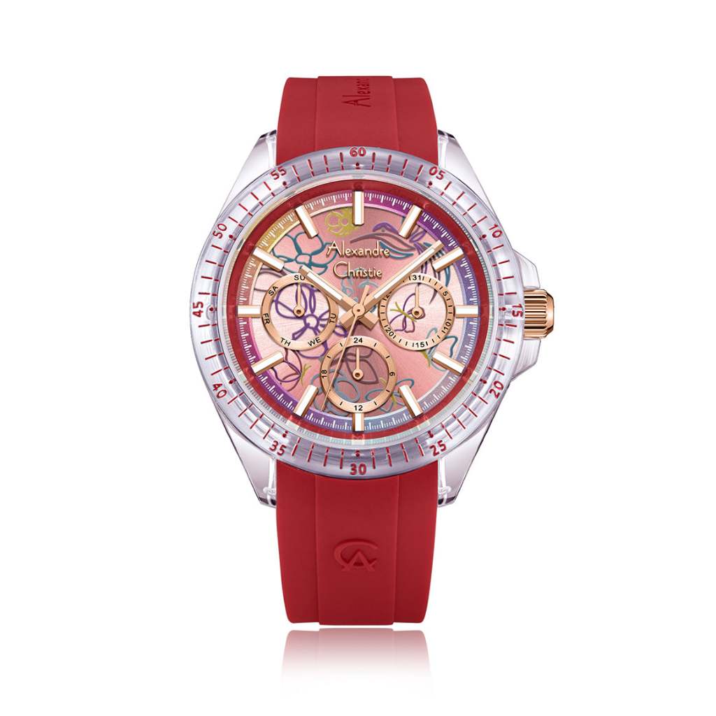 Alexandre Christie AC 2B11 BFRRGSLRE Merah Original / Jam Tangan Wanita Analog Karet BF