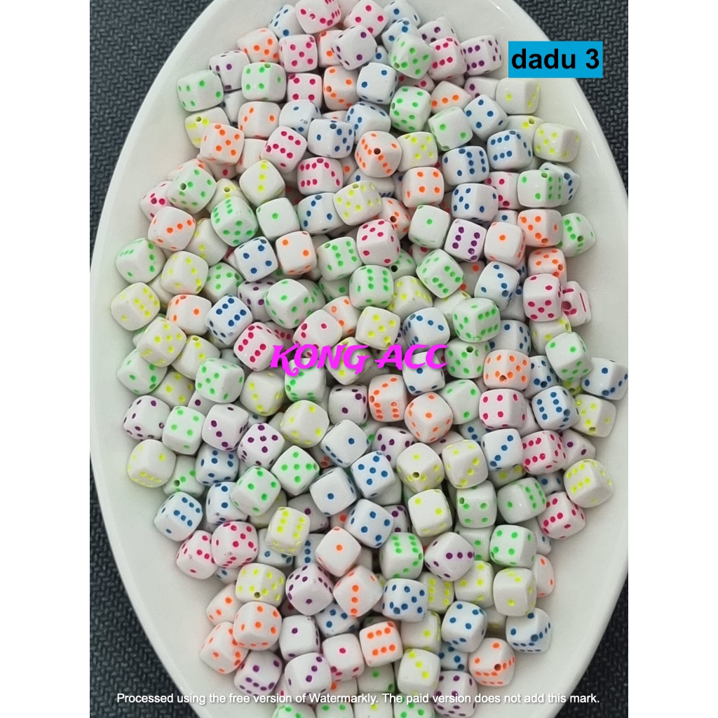 mote/ manik2 dadu untuk gelang ,kalung diy (10 gram)