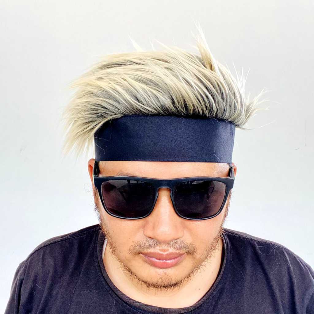 [Warna Hitam Cream] Topi Rambut Palsu | Topi Wig | Wig Topi |Topi Wig Gojo Satoru |Wig Gojo Satoru |