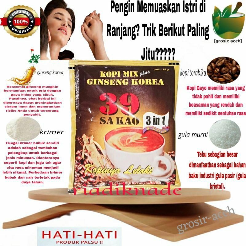 

Kopi Mix Ginseng Korea Original isi 5 bungkus