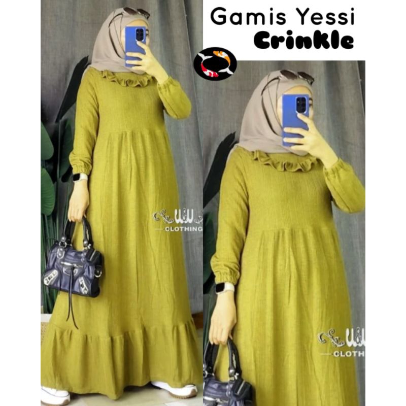 GAMIS WANITA YESSI CRINKLE MODEL TERBARU SUPER MEWAH/GAMIS WANITA IMPORT PREMIUM
