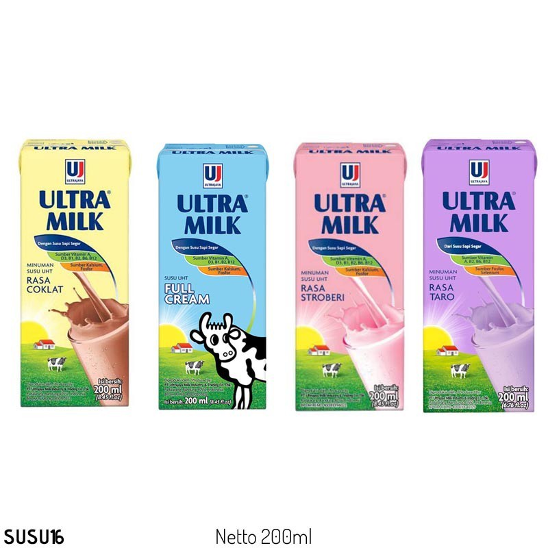 

Susu Ultra Milk | 200ml | 250 ml | Coklat | Full Cream | Strawberry | Taro