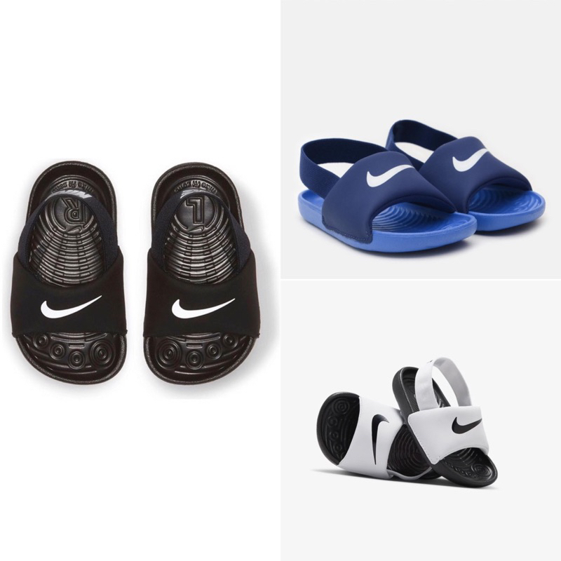 Nike Kawa Baby/Toddler Slides Black - Sepatu Sandal Anak (Hitam)