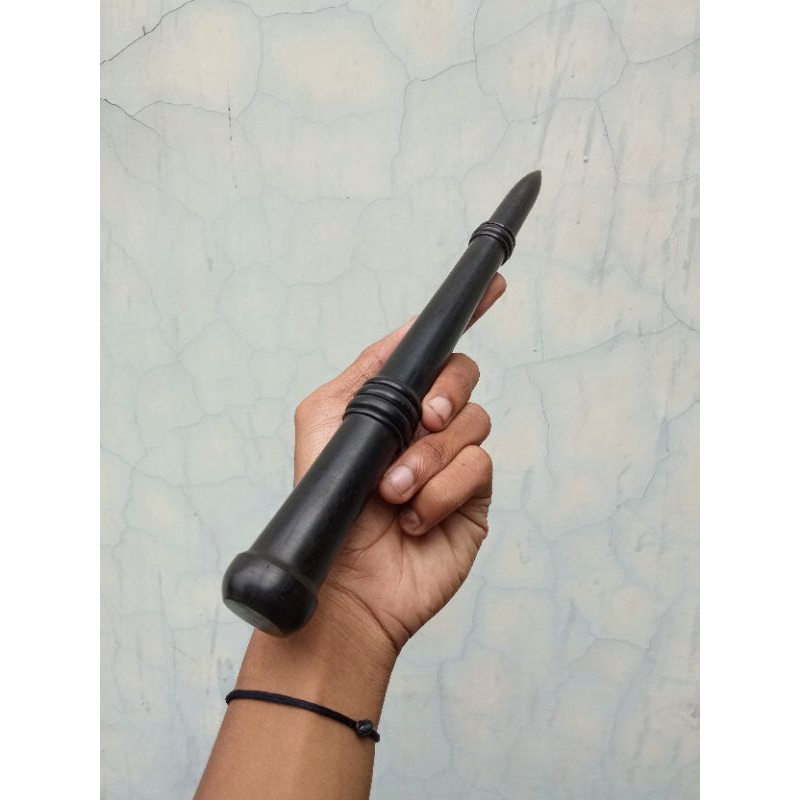 Tongkat Komando Mini Kayu Kelor Hitam Asli 35 cm