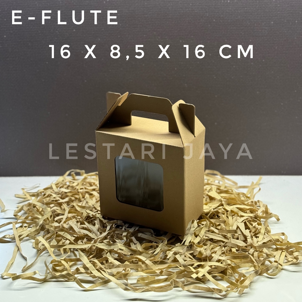 

Box E-Flute Gable Box / Box Jinjing 16x8,5x16 cm Muat 2 Toples Persegi Panjang 350 gram untuk box kue kering, Hampers dll