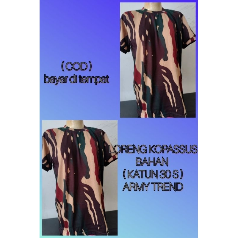 PROMO KAOS LORENG KOPASSUS LENGAN PENDEK / KAOS LORENG TNI / KAOS LORENG ARMY ORIGINAL