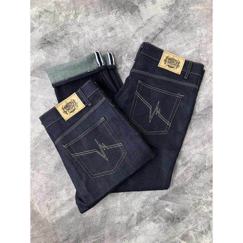 Denim selvedge/jeans pria/celana panjang/denim kaku
