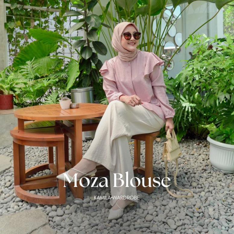 Paling Dicari Kamila  MOZA BLOUSE Ruffle Linen Baju Basic