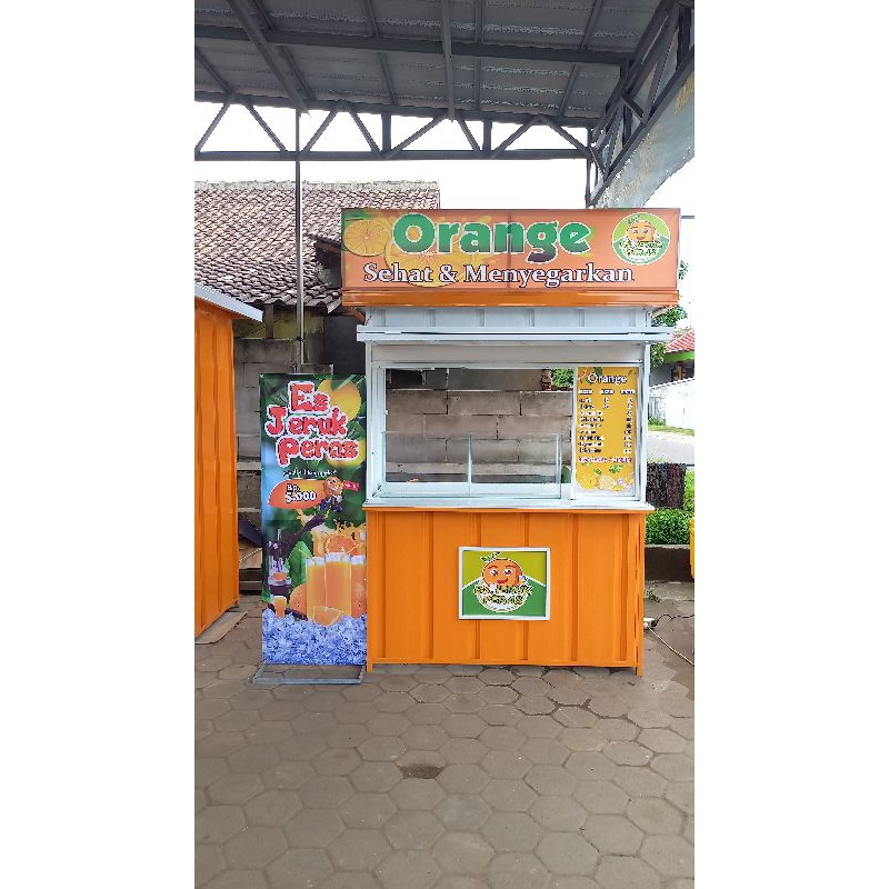 Booth es jeruk peras ukuran 150x60