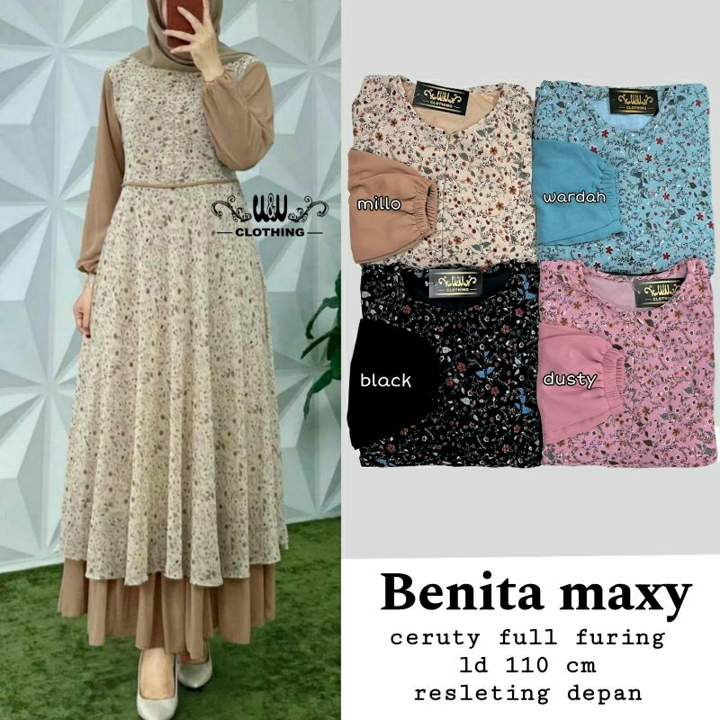 Benita Maxy/ Baju muslim perempuan/ gamis Benita maxy