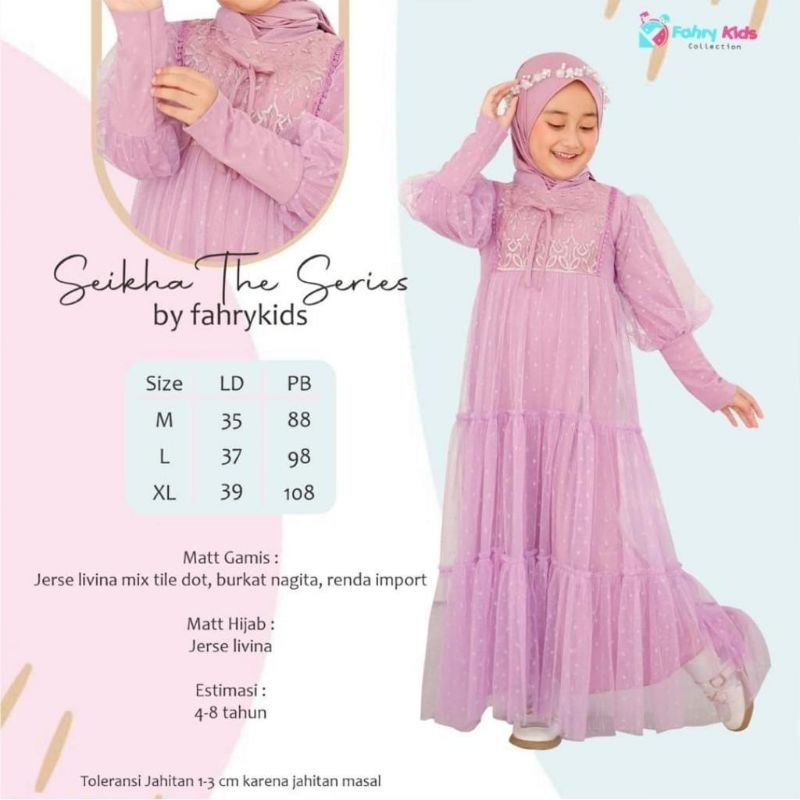 READY STOCK  GAMIS SHEIKA THE SERIES BY FAHRYKIDS GAMIS SET HIJAB ANAK PEREMPUAN GAMIS PESTA ANAK PE