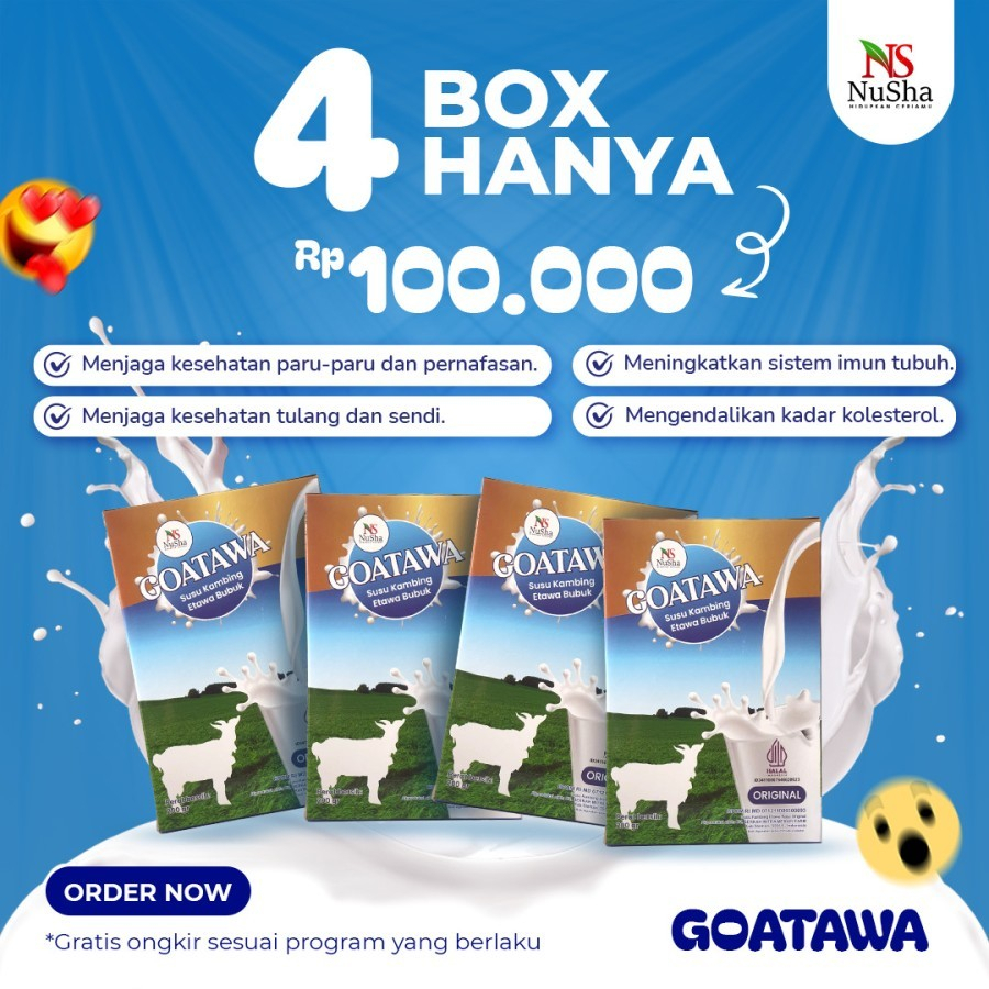 

Paket 4 Box - Susu Kambing Goatawa 200gr Original