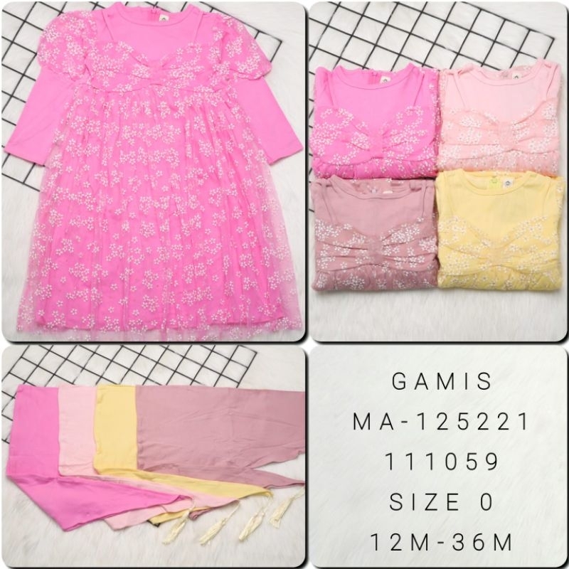 [2-4T] GAMIS ANAK TUTU TILE PESTA MI ANGEL PRINCESS PREMIUM SET HIJAB PASHMINA INSTAN 2-4 TAHUN MI A