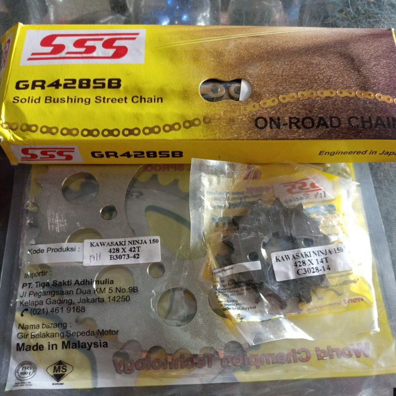 Gear Set SSS Ninja R/ RR UK 428 14/42T+ Rantai