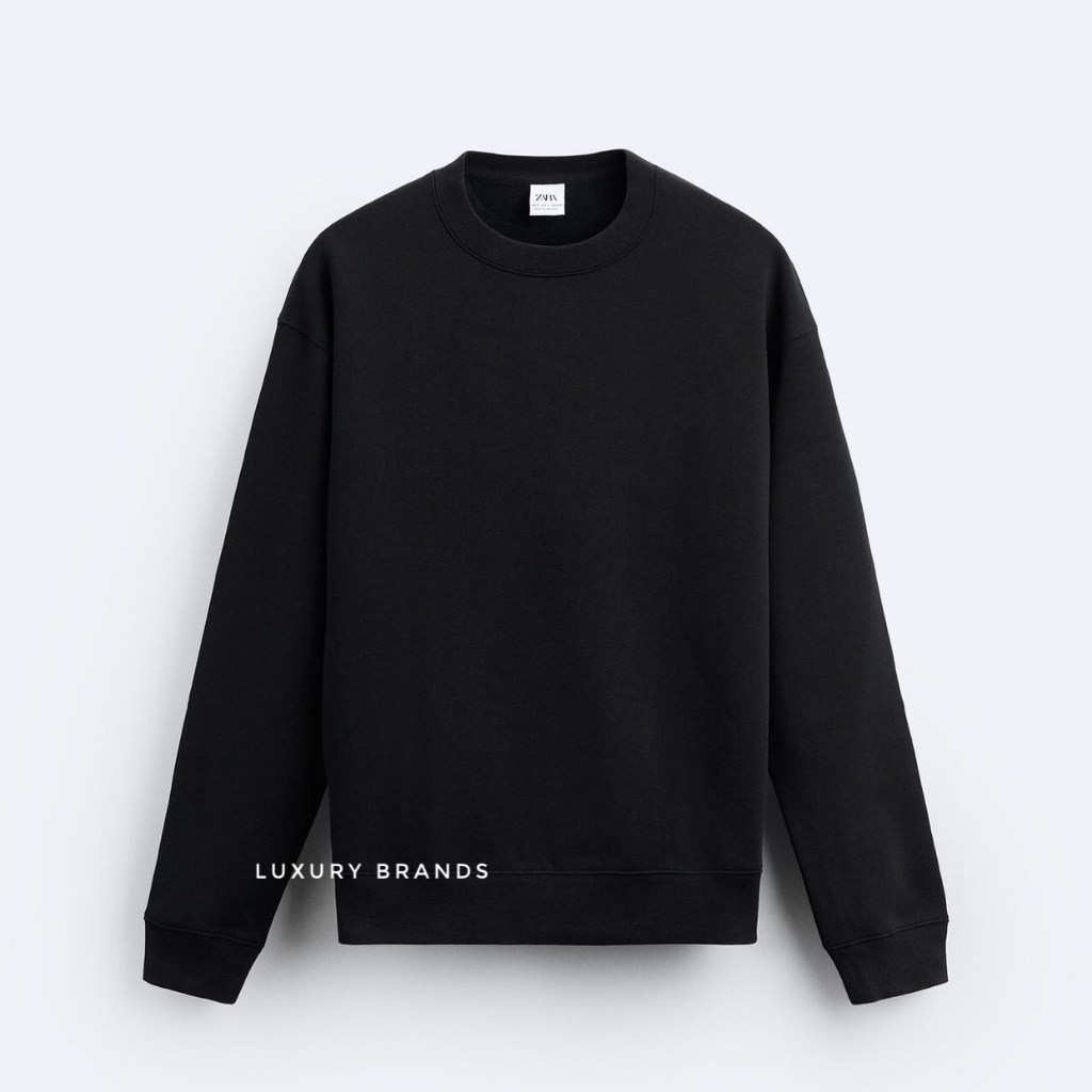 Sweatshirt Sweater ZARA Man Original Crew Neck Sweatshirt Black