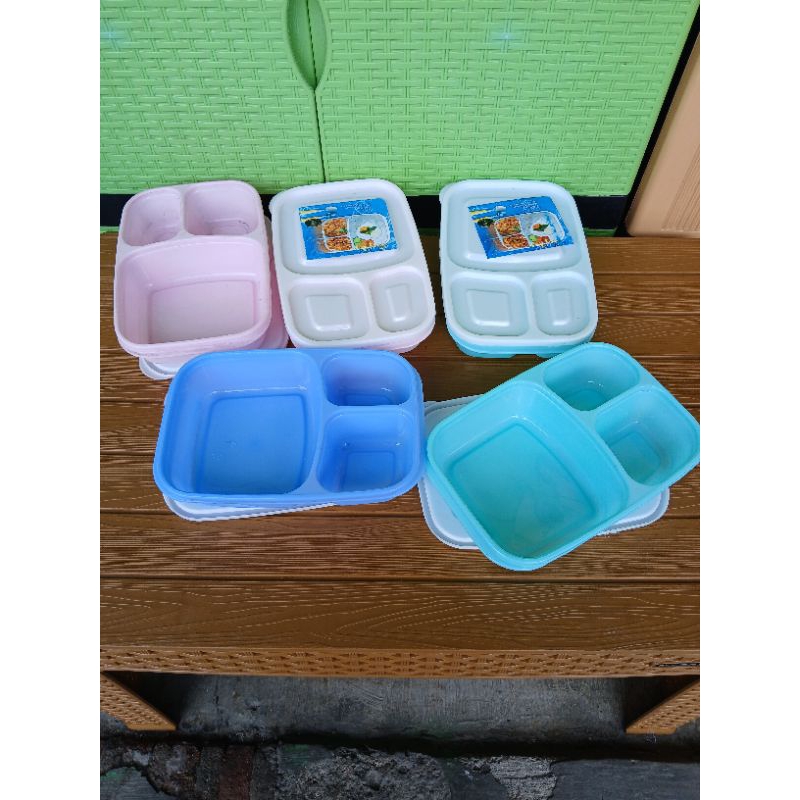 New Cornelius  OMPRENG MAKAN / lunch box kotak bekal nasi anak sekolah plastik sekat 3 warna foodgra
