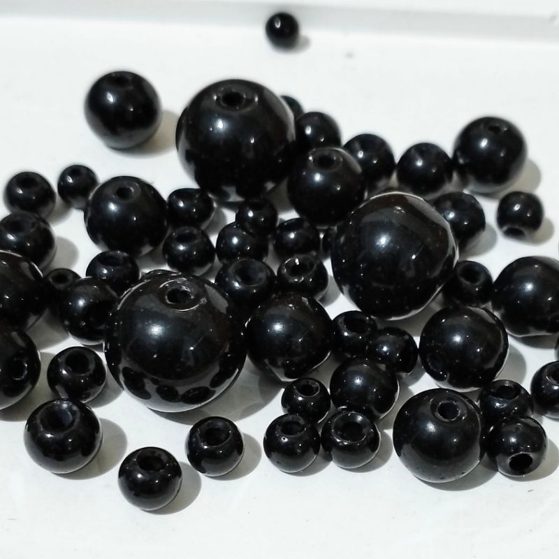 Manik Batu Mata Kucing Hitam 25gr Mote Gelang Kalung