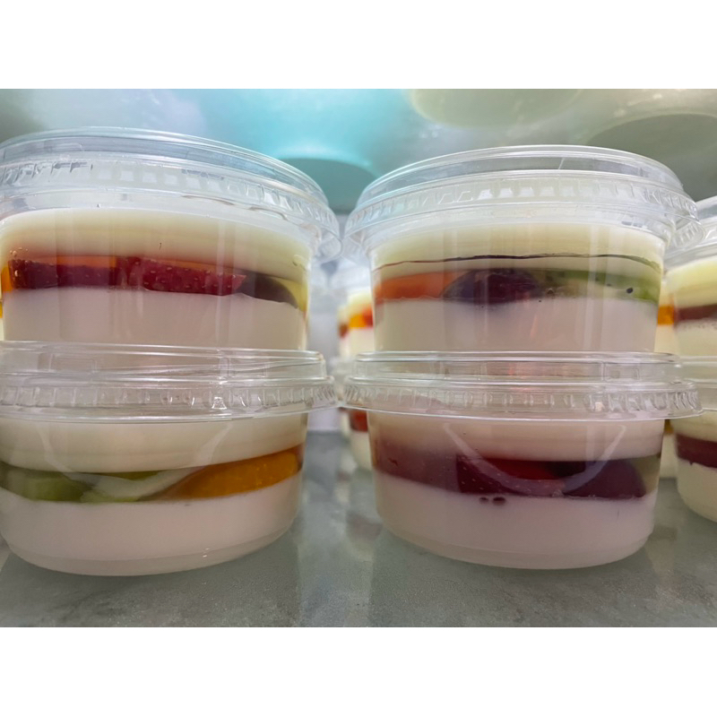 

pudding buah cup 2in1