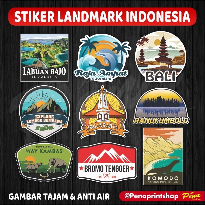 Sticker Stiker Wisata Indonesia / Stiker Gunung Indonesia / Stiker Motor Mobil Laptop Tumbler Waterp