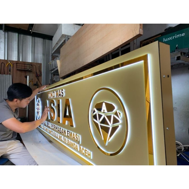 NEON BOX CUSTOM TIMBUL LED PAPAN NAMA USAHA EMBOSE ELEGANT MEWAH OUTDOOR, INDOOR TERMURAH