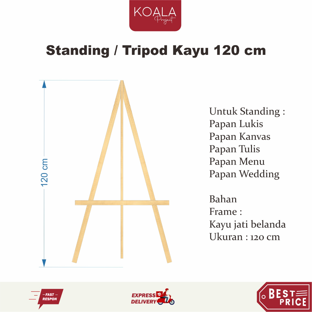 

STANDING TIANG TRIPOD DUDUKAN PAPAN TULIS BLACKBOARD 120 CM - KOALA PROJECT