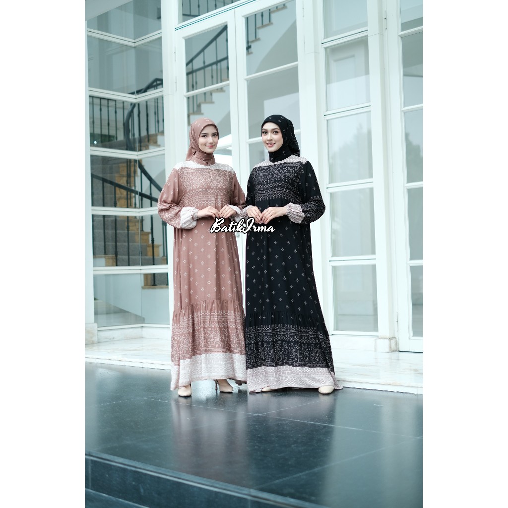 Gamis Wanita Motif Kekinian Gamis Ied Series Syarla Set Hijab Batik Irma